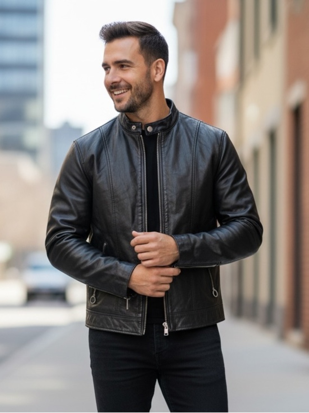 Brooks Genuine Black Leather Jacket